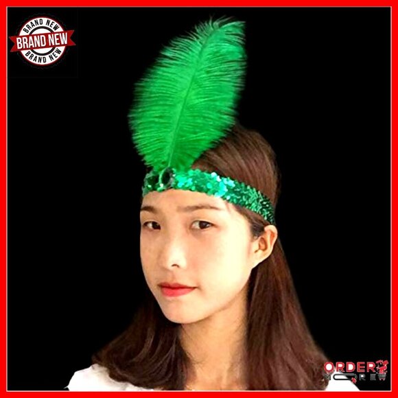 1920s Sequins Feather Headpiece, 30pcs Mardi Gras Party Headband